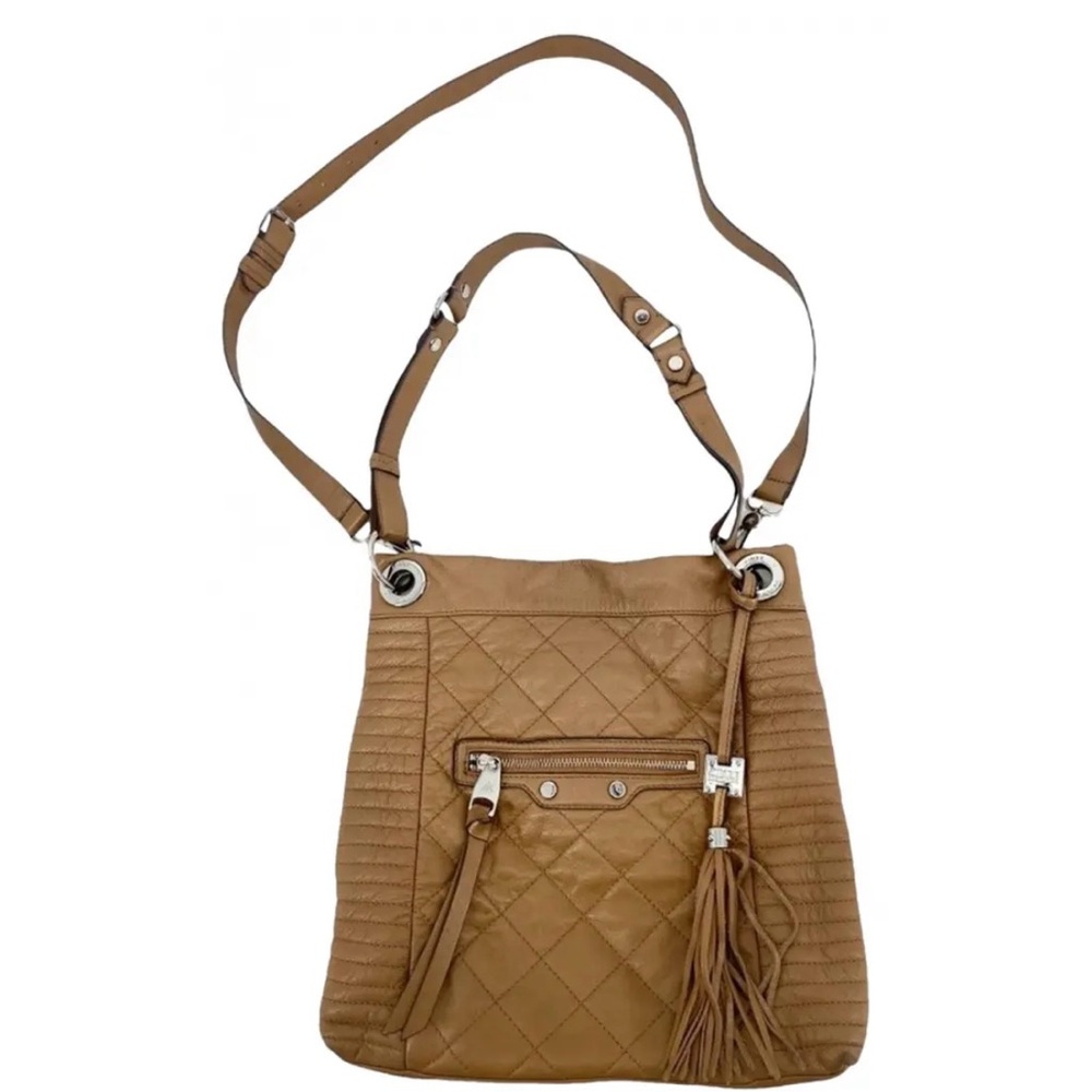 Aimee Kestenberg Serena Quilted Leather Convertible Crossbody - Caramel EUC